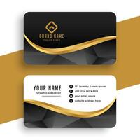 black and golden wave business card design vector