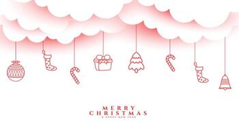 merry christmas festive season element background with papercut cloud vector