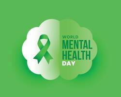 paper style world mental health day green campaign poster design vector