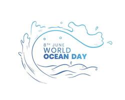mundo Oceano día antecedentes con mar ola chapoteo vector