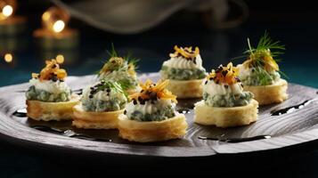 AI generated Delicious Canape on Elegant Plate photo