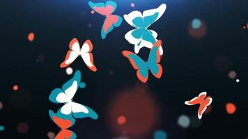 colorato farfalle con grazia volante su un' buio sfondo video