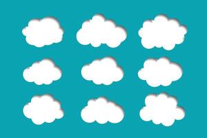 paper cut style set of clouds elements for natural climate vector