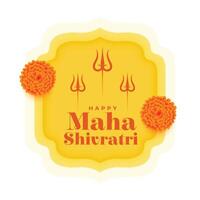 hindu festival maha shivratri wishes background with floral decor vector