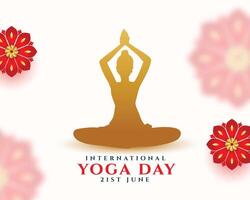 world yoga day event background with flower decoration vector