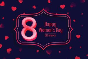 happy womens day red heart decorative banner vector