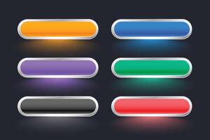 set of six colorful web button sign with empty space vector