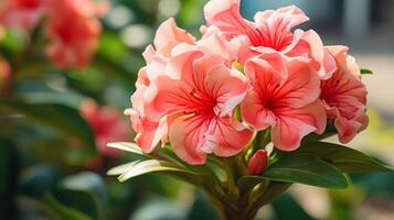 AI generated Close-Up of Pink and White Hibiscus Flowers photo