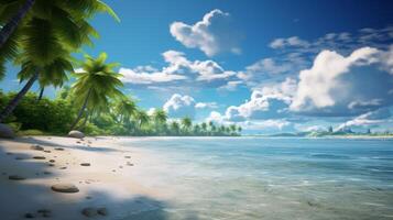 AI generated Tropical Beach Paradise with Lush Palms photo