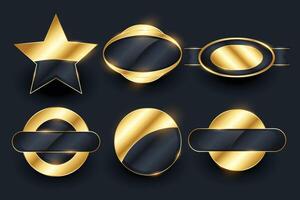 premium golden empty badges and labels set vector