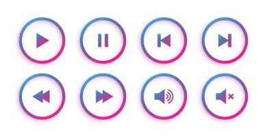 collection of audio player control button sign design vector