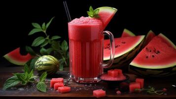 AI generated Refreshing Watermelon Smoothie photo