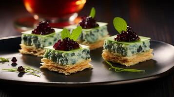 AI generated Delicious Canape on Elegant Plate photo