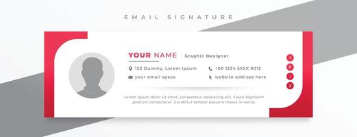 professional email footer template design with social media profile vector
