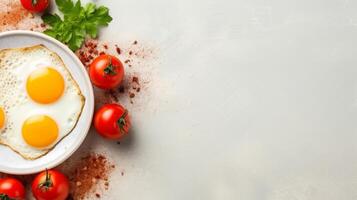 ai generado delicioso desayuno huevo con Fresco Tomates foto