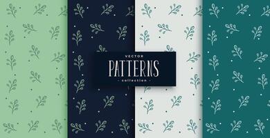 set of green leaves design in modern style vector