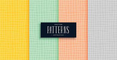 set of cute geometric pattern background in four colors vector