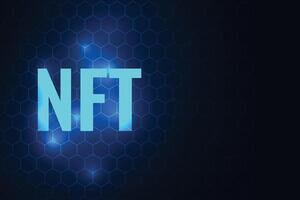 glowing NFT technology background with hexagonal pattern vector