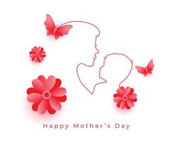 mothers day card with blooming flowers and butterflies vector