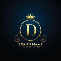 luxurious golden D initial logo background for majestic brand vector