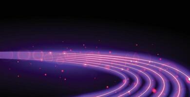 purple neon light trails motion background vector