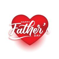 happy father's day red 3d heart card design vector