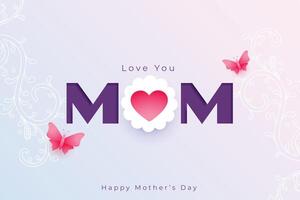 elegant mothers day special card with flying butterlies vector