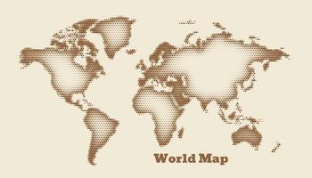 vintage color world map in cartography style template design vector