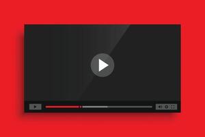 modern red video player template with glossy effect vector