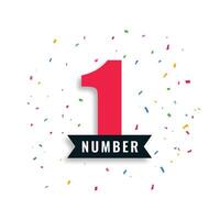 number one or 1 sign celebration template with confetti vector