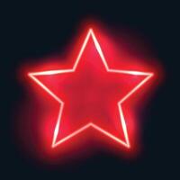 neon style glowing red star frame design vector