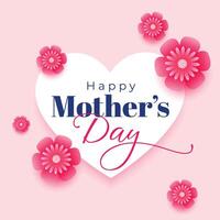 happy mothers day hearts and flowers lovely greeting design vector