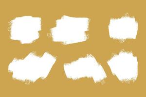 collection of six white grungy distress paintbrush texture background vector