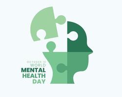 creative global mental health day poster with puzzle art human head vector