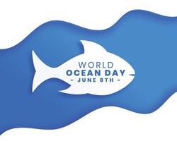 paper style international world ocean day poster vector