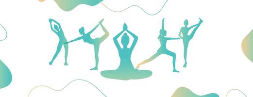 modern world yoga day banner with exercise posture and text space vector