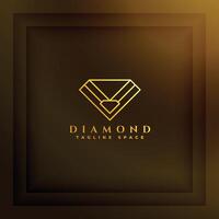 line style golden diamond logo template design with tagline space vector