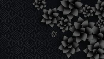 black background with flowers decoration vector