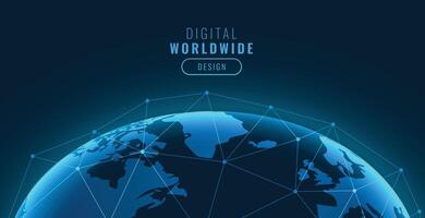 digital earth with network mesh technology background vector