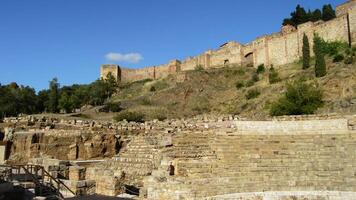panorama- av gammal roman teater i malaga video