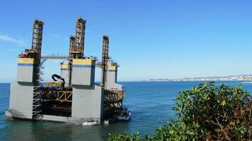 Maritime platform stranded on the coast a sunny day video