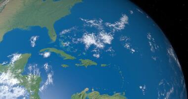 Antilles Islands and Caribbean Sea in planet Earth, aerial view from outer space video