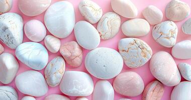 AI generated pebbles on a pink background photo