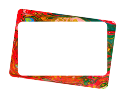 Simple rectangular frame with abstract watercolor stains of red, green, yellow and other colors. A minimal template for creative designs, cards, invitations or photos. Isolated png