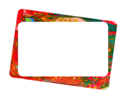 Simple rectangular frame with abstract watercolor stains of red, green, yellow and other colors. A minimal template for creative designs, cards, invitations or photos. Isolated png