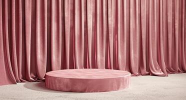 AI generated Pink Curtained Room With Round Table photo