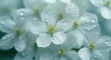 AI generated water drops on white flowers photo