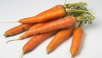 AI generated the carrots are sitting along a white background photo