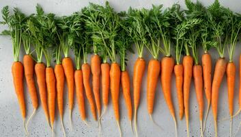 AI generated the carrots are sitting along a white background photo