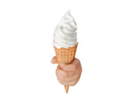 suave gelo creme waffle cone dentro criança mão png transparente